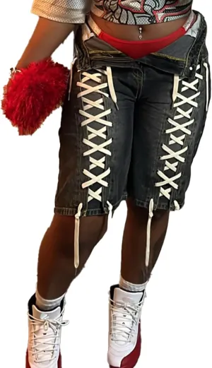 Women's Ripped Jean Shorts Casual Summer High Waisted Stretch Distressed Frayed Raw Hem Denim Shorts