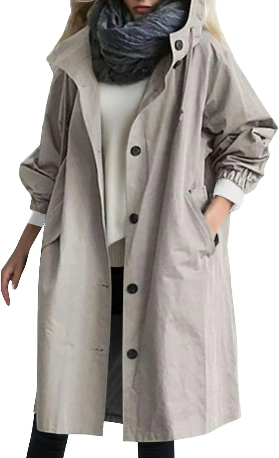 Women's Trench Coat 2024 Long Double-Breasted Fall Fashion Windbreaker Jackets Classic Lapel Slim Overcoat Outerwear