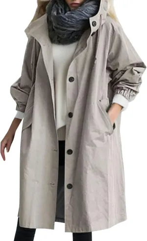 Women's Trench Coat 2024 Long Double-Breasted Fall Fashion Windbreaker Jackets Classic Lapel Slim Overcoat Outerwear