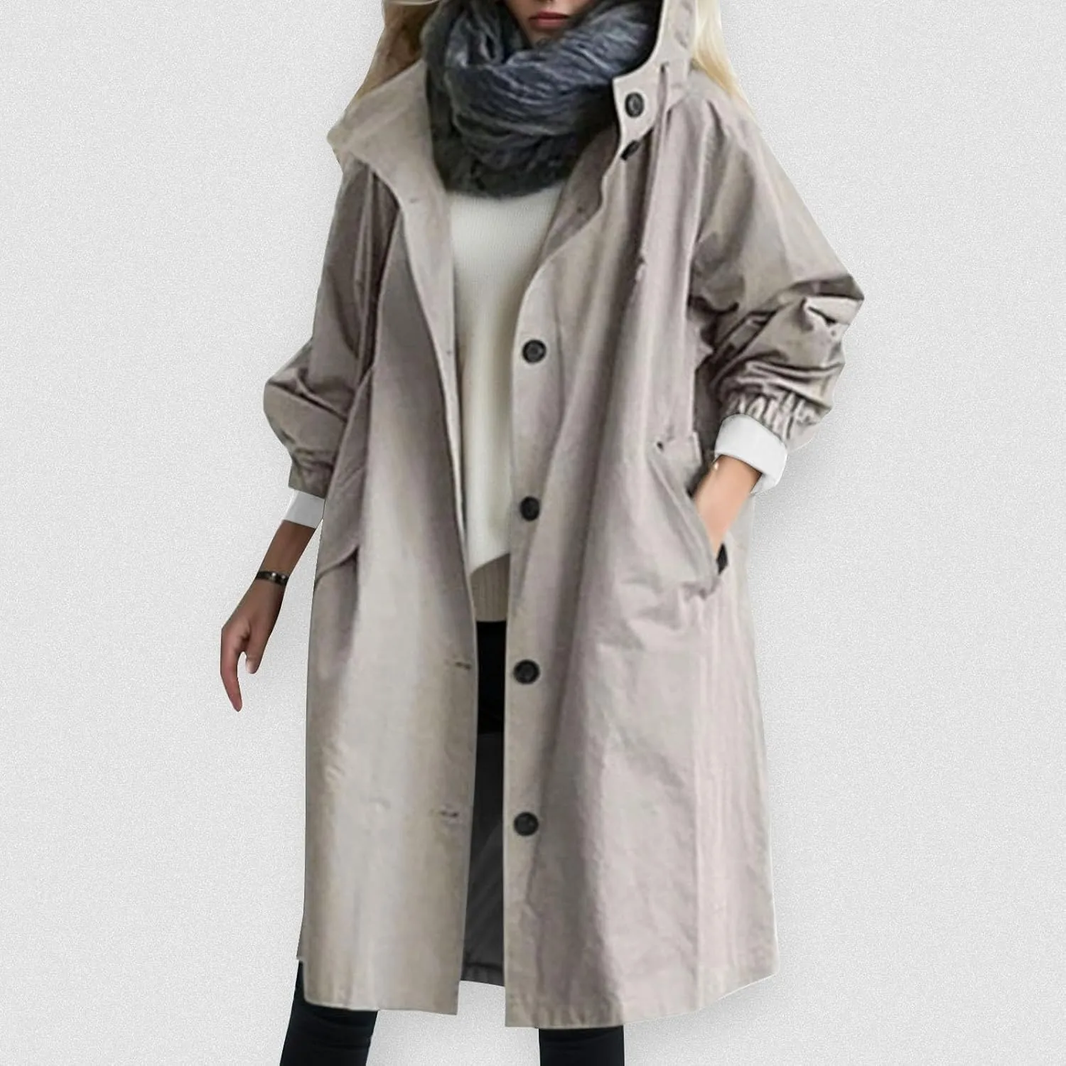 Women's Trench Coat 2024 Long Double-Breasted Fall Fashion Windbreaker Jackets Classic Lapel Slim Overcoat Outerwear