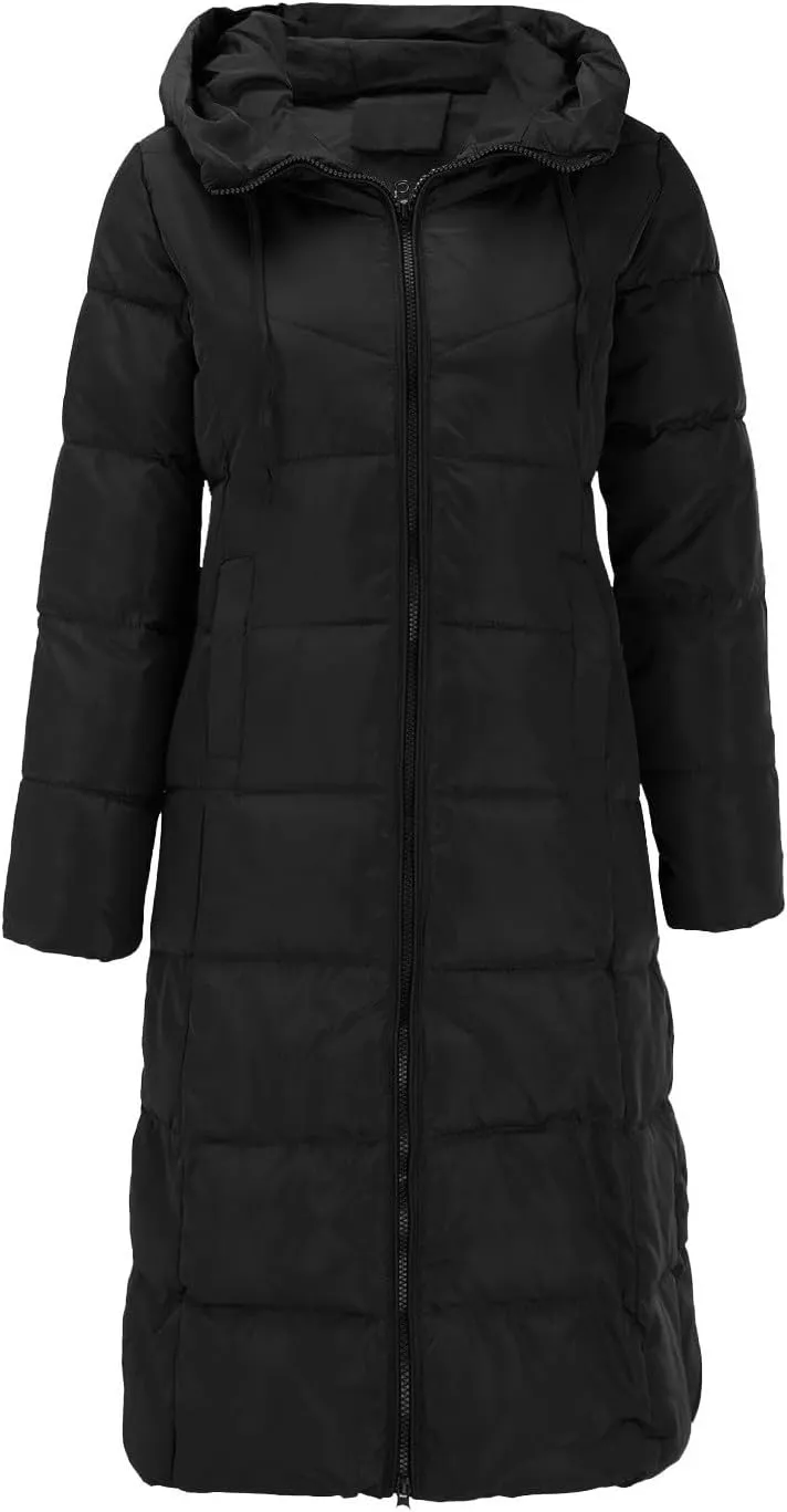 Womens Warm Winter Puffer Hooded Puffer Jacket Lightweight Winter Coat Womens sherpa Fleece Lined Long Jackets