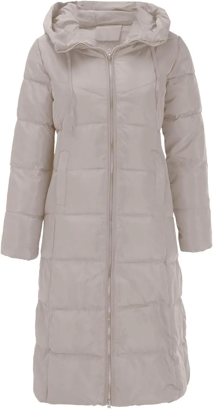 Womens Warm Winter Puffer Hooded Puffer Jacket Lightweight Winter Coat Womens sherpa Fleece Lined Long Jackets