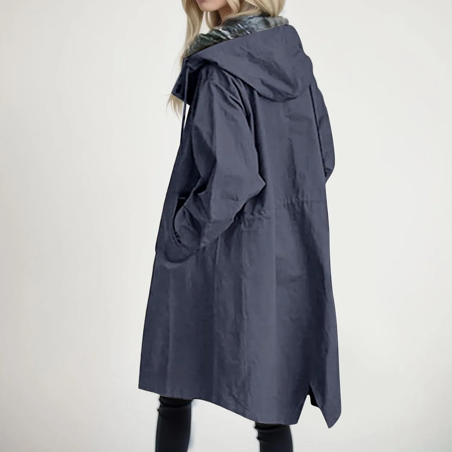 Women's Winter Casual Single Breasted Long Wool Coat Formal Office Wool Overcoat