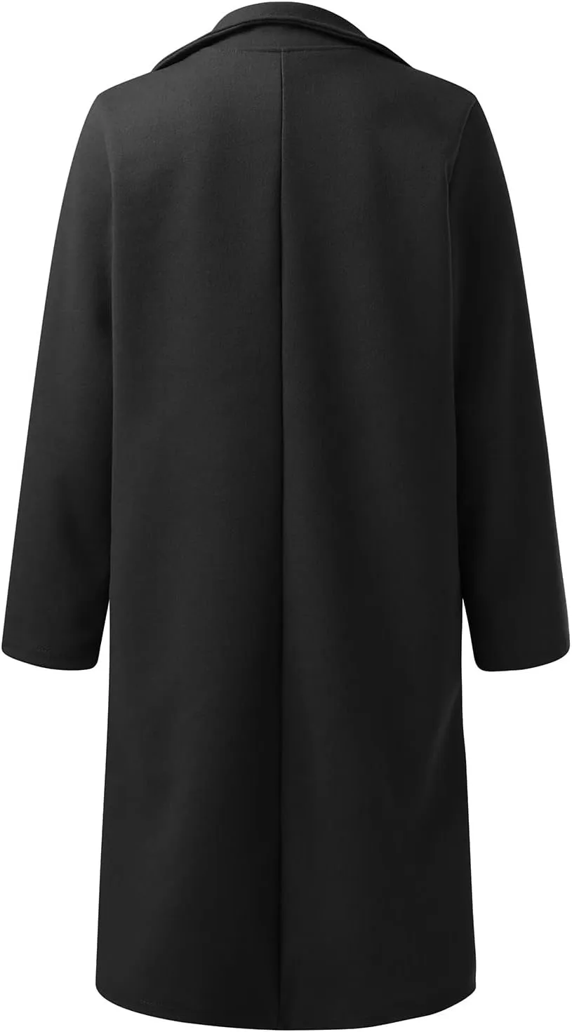 Women's Winter Double Breasted Wool Coat Long Sleeve Notch Lapel Long Trench Coat Fall Fashion for Women 2025 Trendy