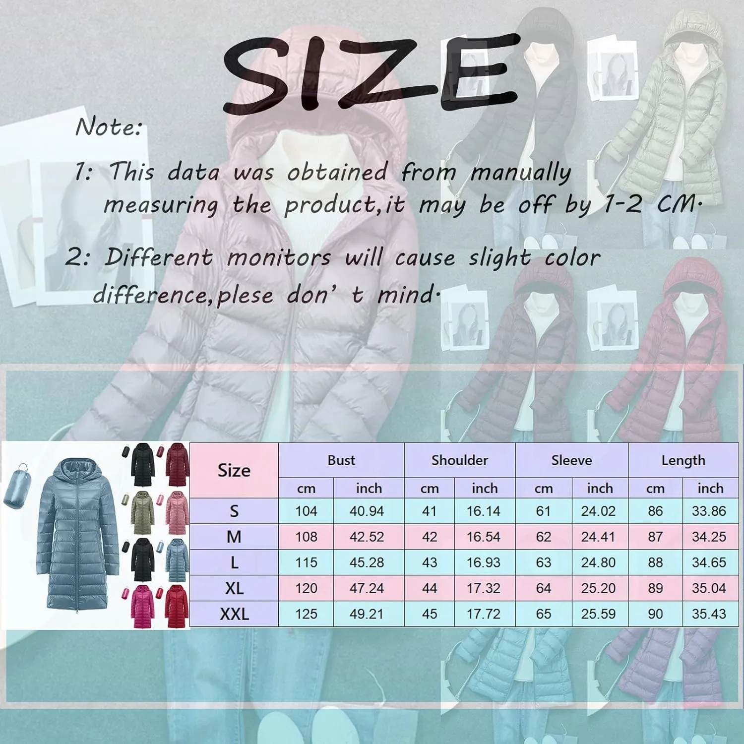 Women's Winter Packable Glossy Down Jacket Ultralight Long Down Outerwear Puffer Jacket Hooded Coat Full Zipper Parka