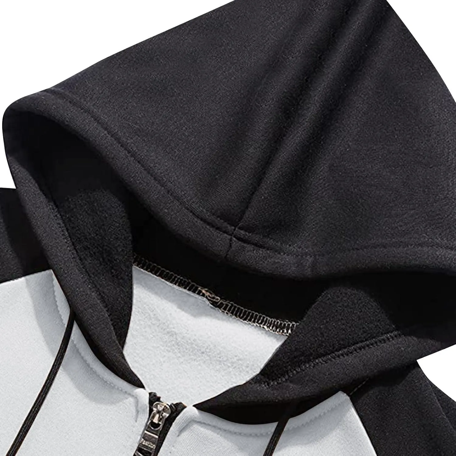 Ymosrh Men's Hoodie Color Contrast Zipper Cardigan Hooded Sweatshirt Plus Size Casual Plush Outwear Hoodies, M-3XL