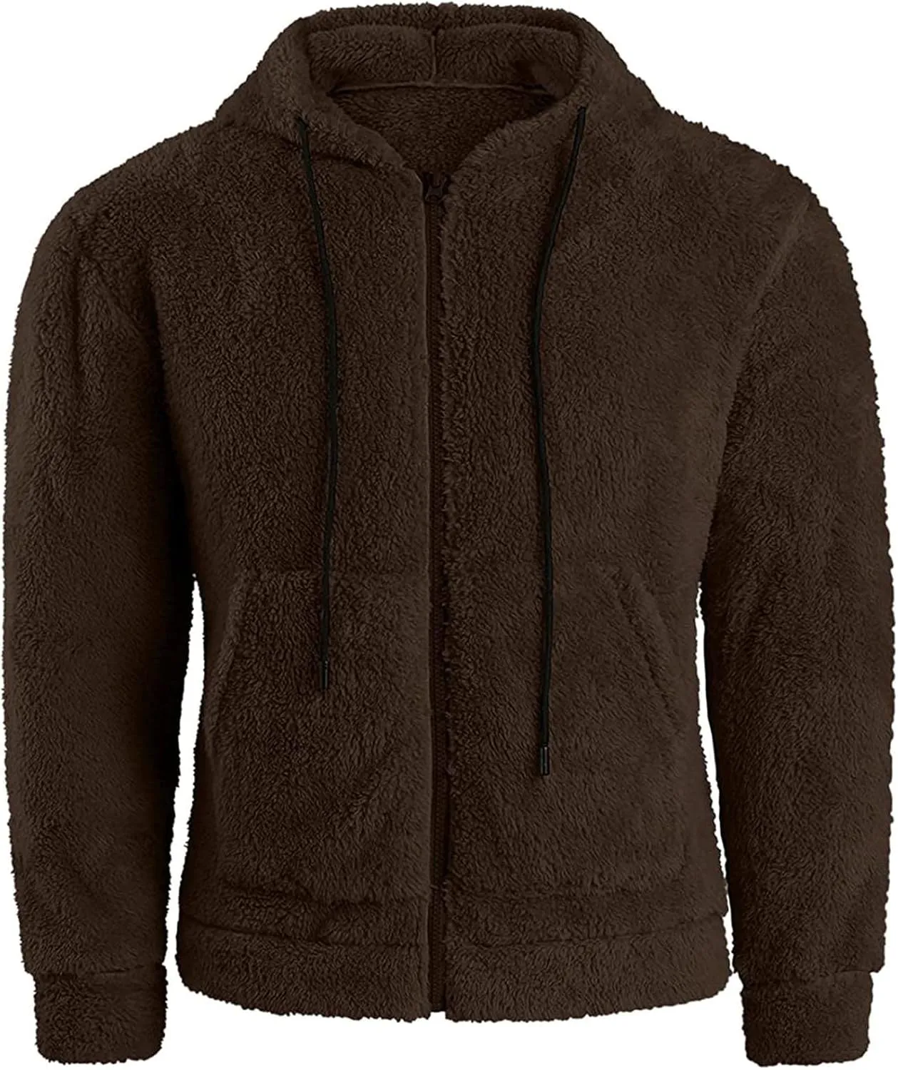 Ymosrh Men's Hoodies Double-Sided Plush Cardigan Zipper Hat Thermal Jacket Solid Coat Hoodies, M-2XL