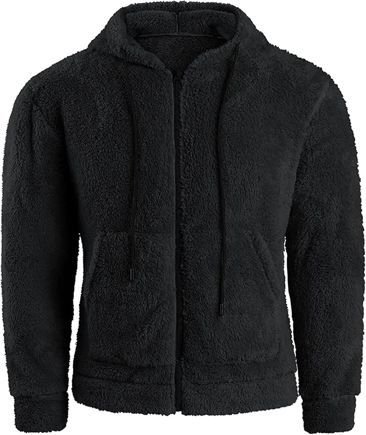Ymosrh Men's Hoodies Double-Sided Plush Cardigan Zipper Hat Thermal Jacket Solid Coat Hoodies, M-2XL