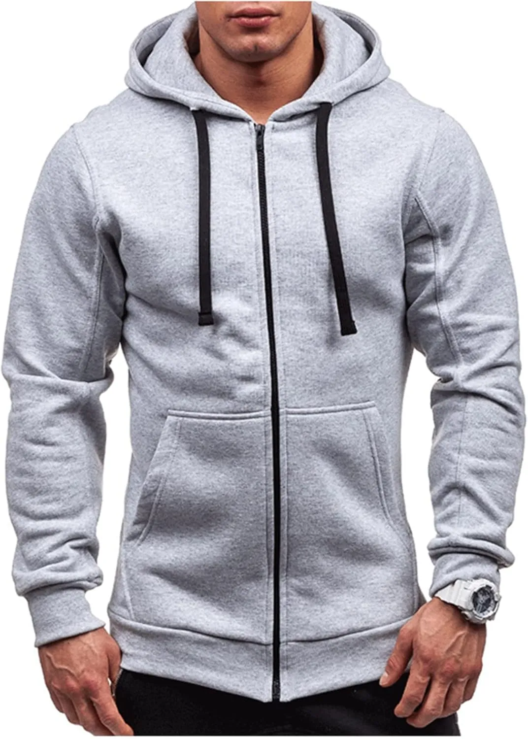 Ymosrh Men's Hoodies Men‘S Color Zipper Pullover Long Sleeve Hooded Sweatshirt Tops Blouse Hoodies, XXL-3XL