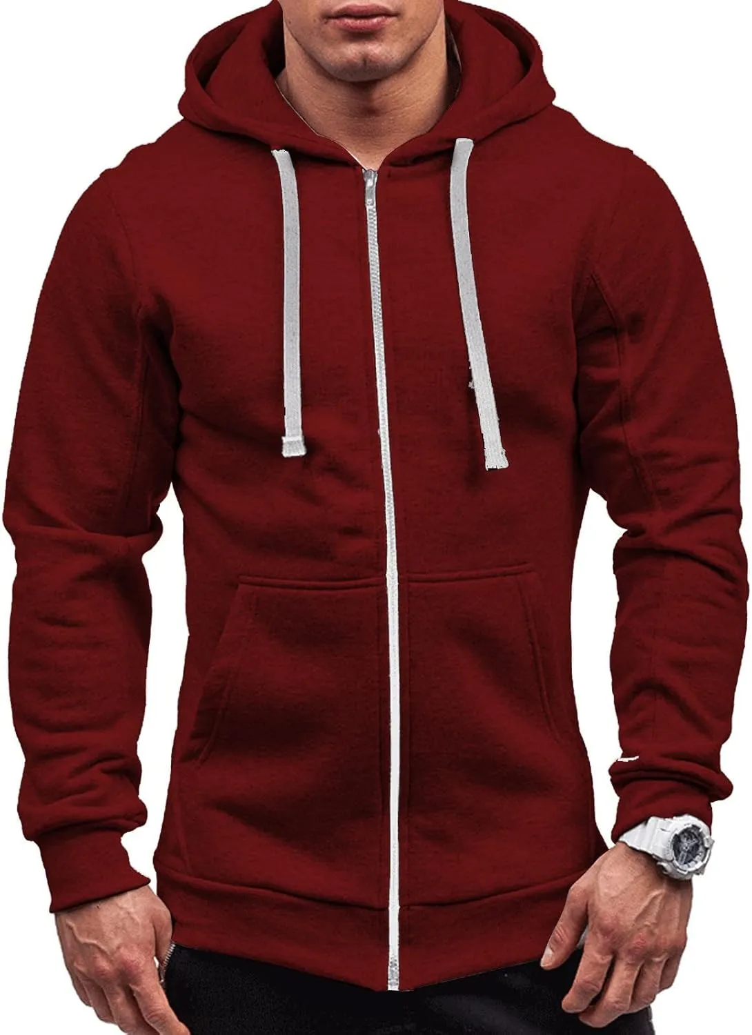 Ymosrh Men's Hoodies Men‘S Color Zipper Pullover Long Sleeve Hooded Sweatshirt Tops Blouse Hoodies, XXL-3XL