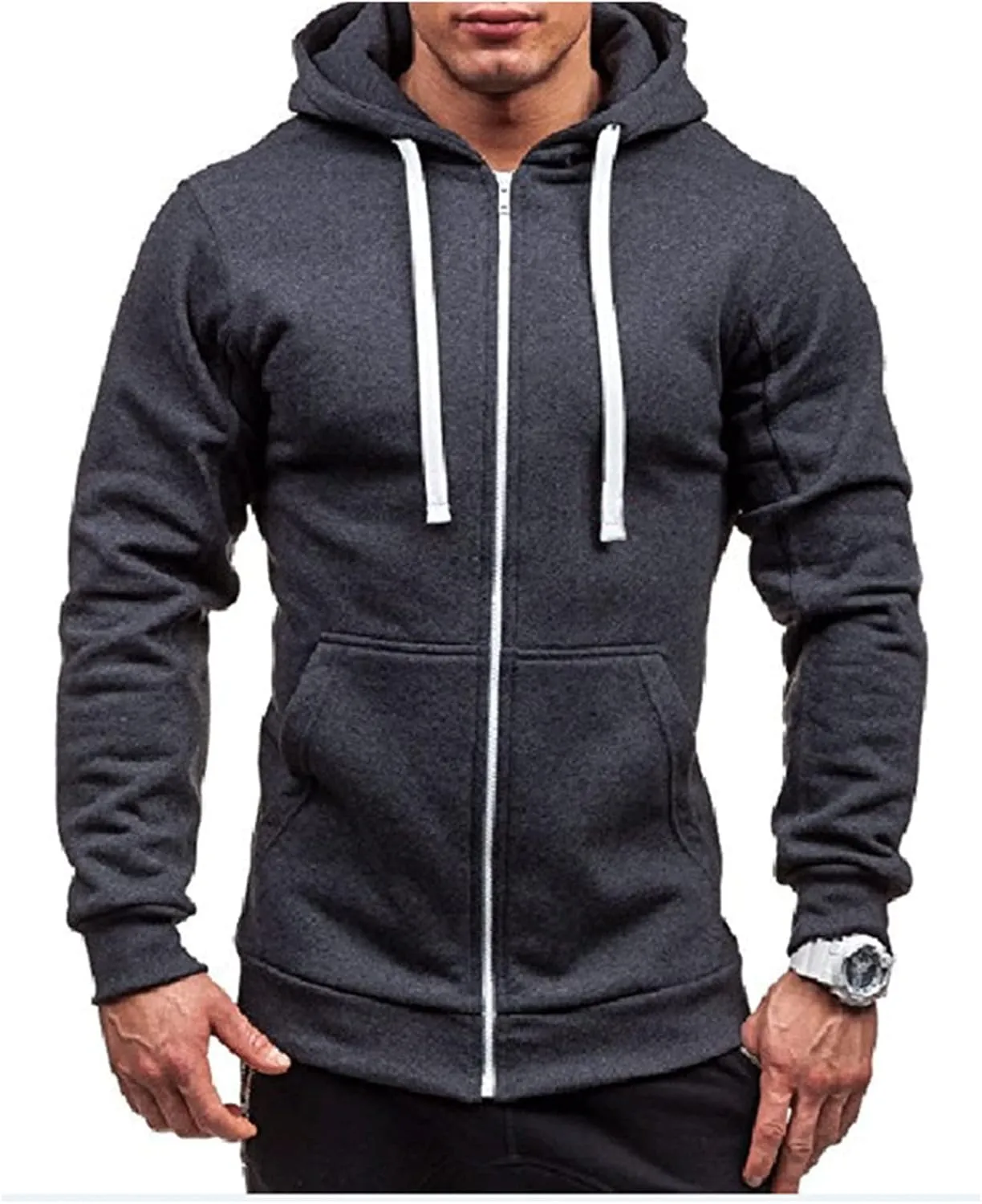 Ymosrh Men's Hoodies Men‘S Color Zipper Pullover Long Sleeve Hooded Sweatshirt Tops Blouse Hoodies, XXL-3XL