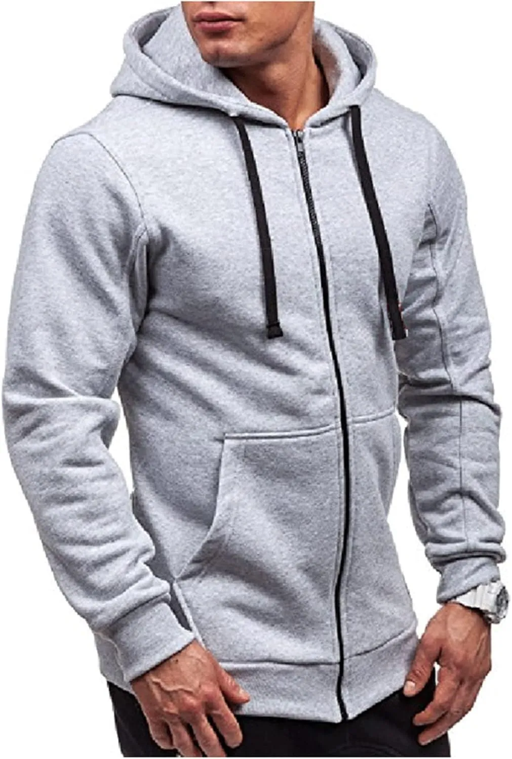 Ymosrh Men's Hoodies Men‘S Color Zipper Pullover Long Sleeve Hooded Sweatshirt Tops Blouse Hoodies, XXL-3XL