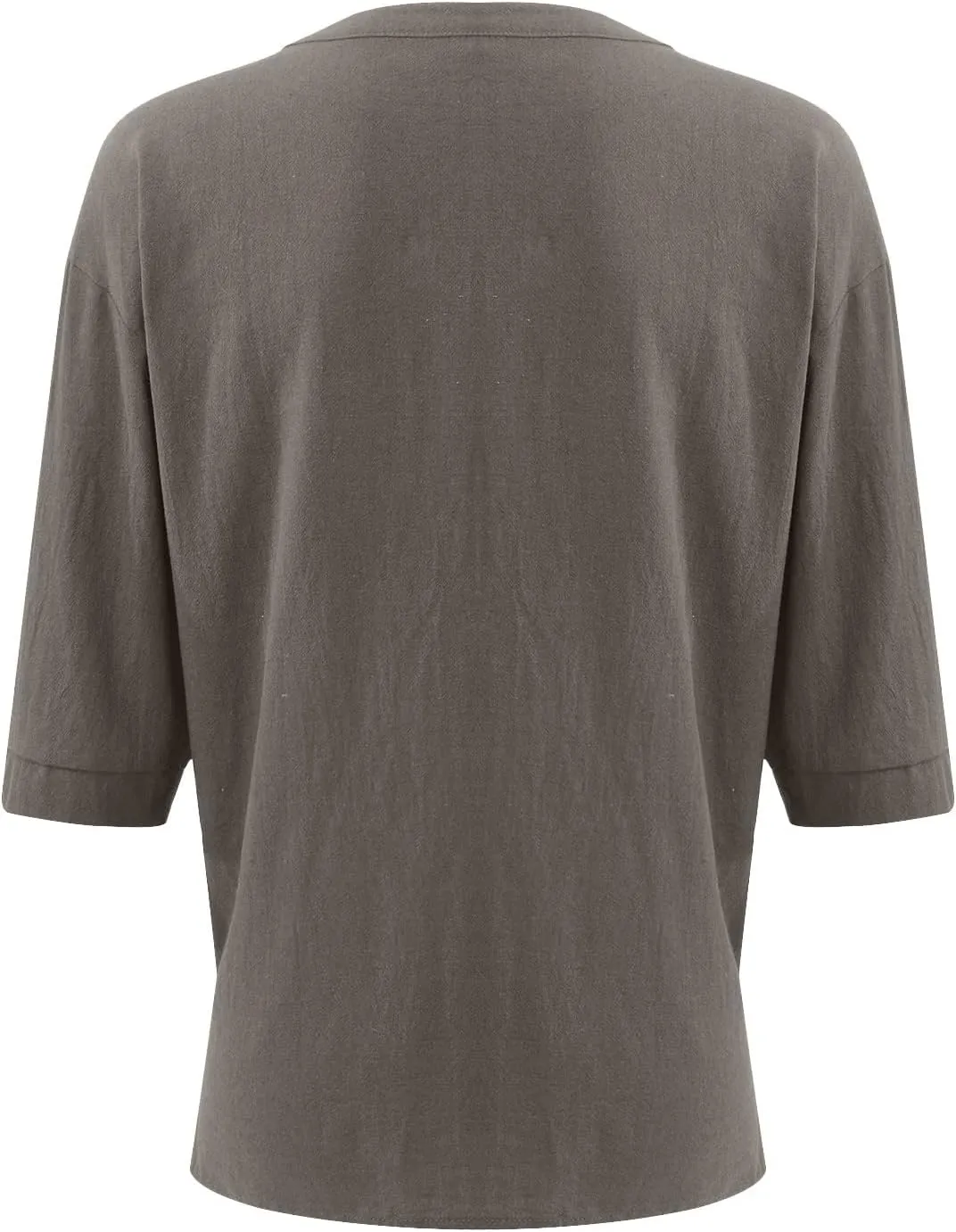 Ymosrh Men's Shirts Summer Loose Casual Cotton Linen Short Sleeve Top Solid Color Short T-Shirt Shirts