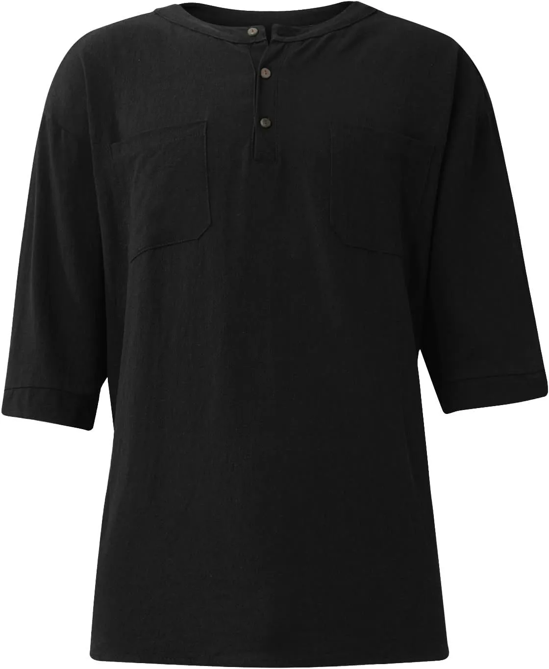 Ymosrh Men's Shirts Summer Loose Casual Cotton Linen Short Sleeve Top Solid Color Short T-Shirt Shirts