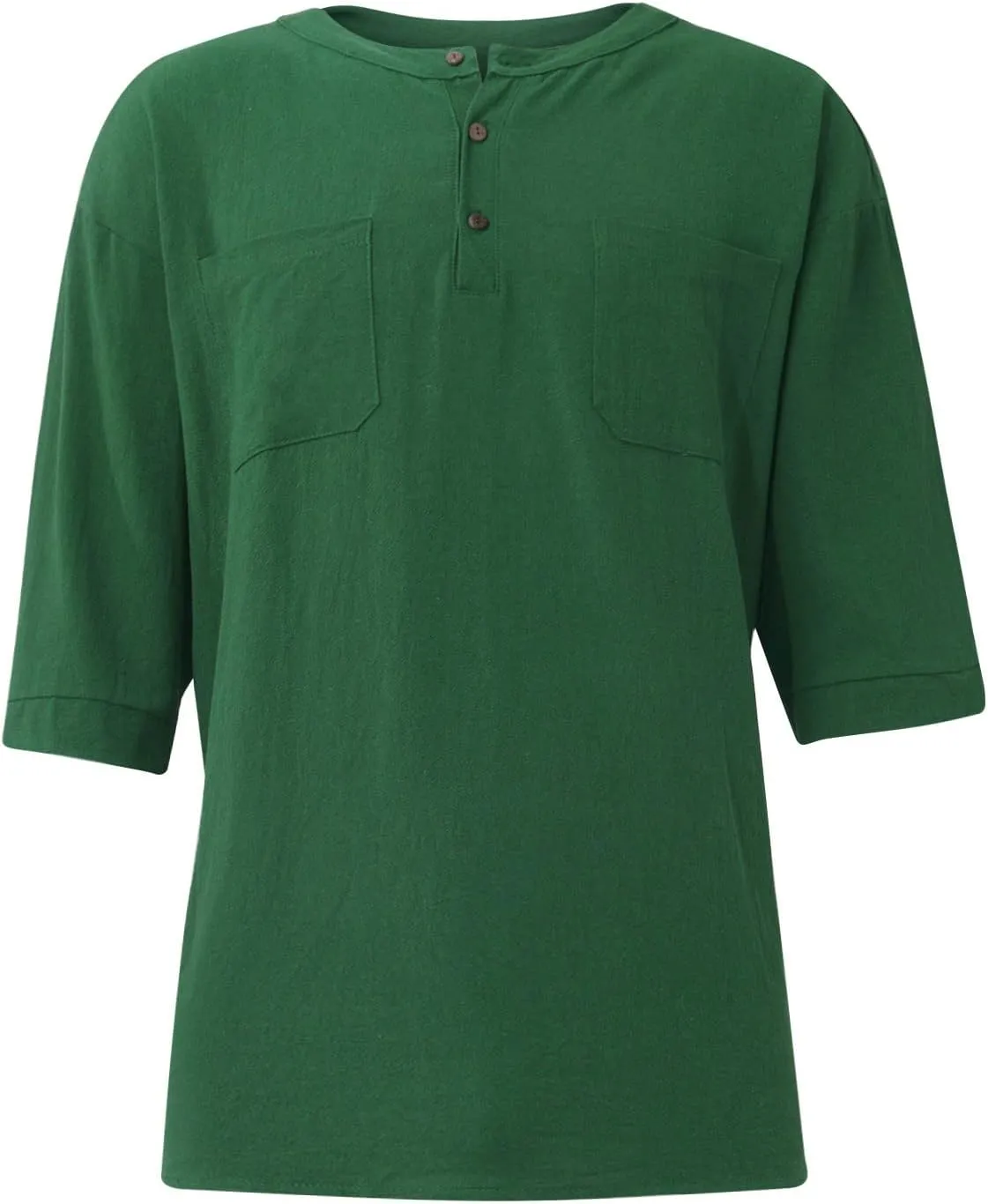 Ymosrh Men's Shirts Summer Loose Casual Cotton Linen Short Sleeve Top Solid Color Short T-Shirt Shirts