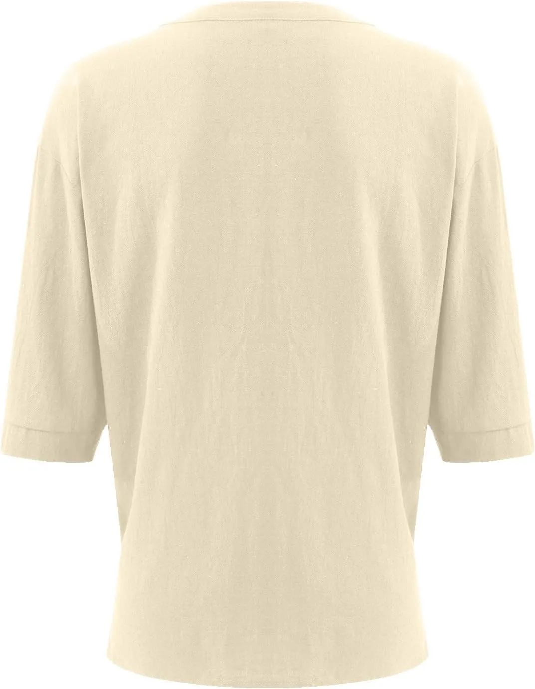 Ymosrh Men's Shirts Summer Loose Casual Cotton Linen Short Sleeve Top Solid Color Short T-Shirt Shirts