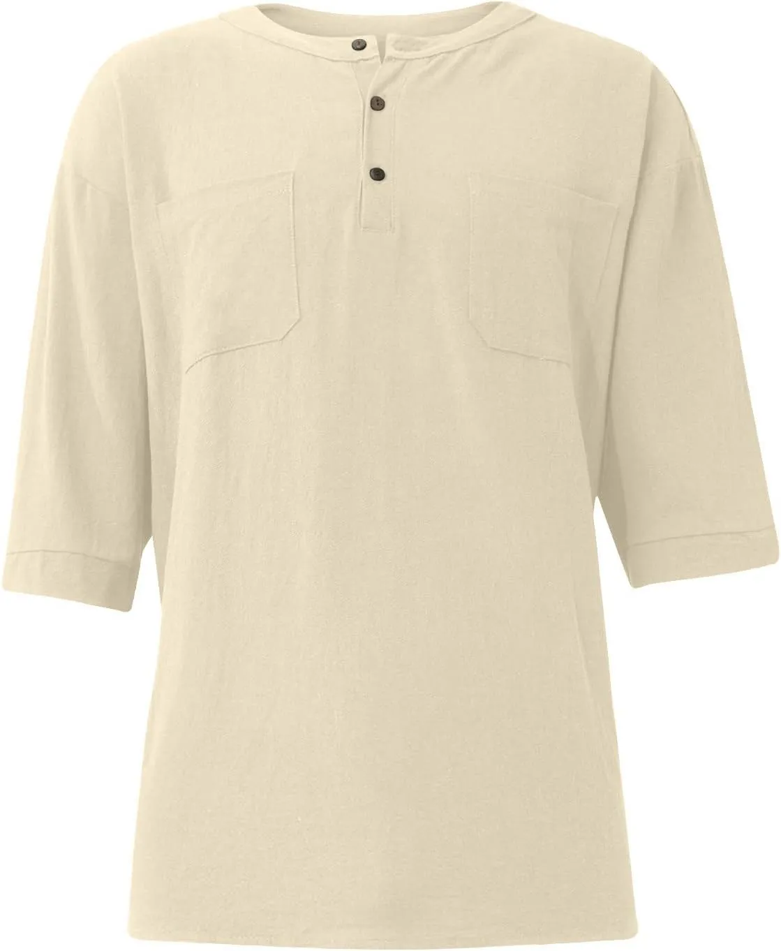 Ymosrh Men's Shirts Summer Loose Casual Cotton Linen Short Sleeve Top Solid Color Short T-Shirt Shirts