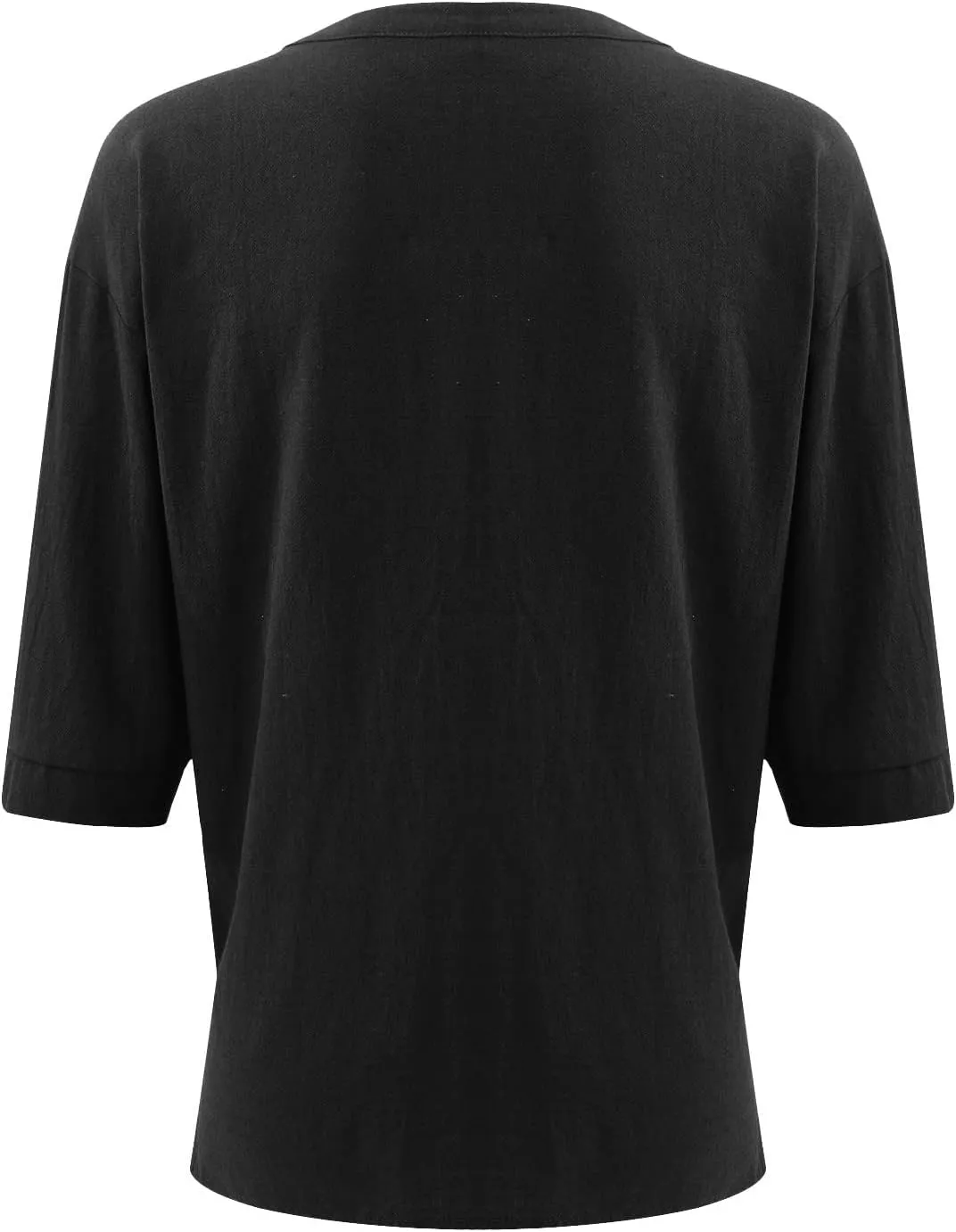 Ymosrh Men's Shirts Summer Loose Casual Cotton Linen Short Sleeve Top Solid Color Short T-Shirt Shirts