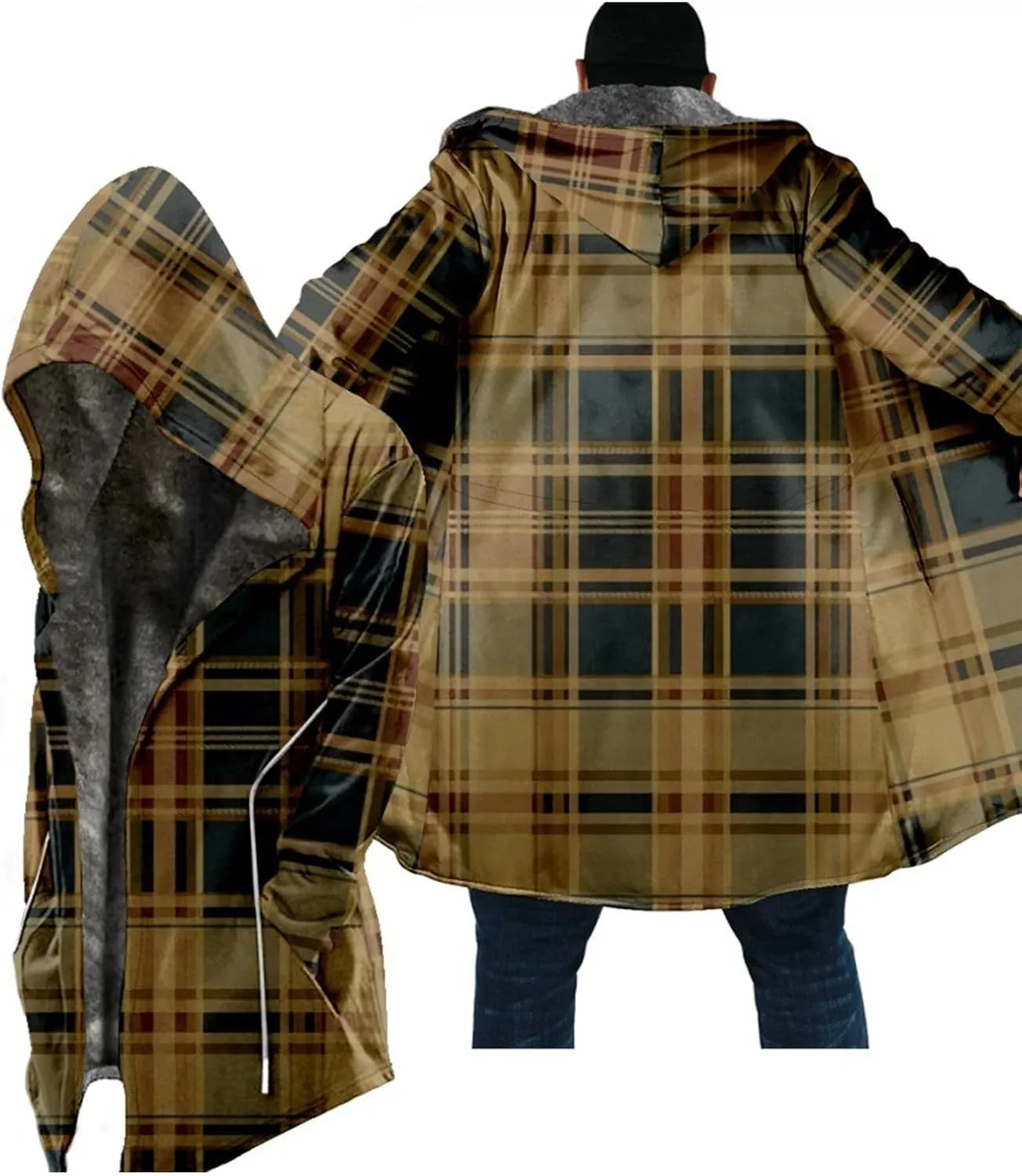 Ymosrh Men's Zipper Hoodie Casual Workout Sport Sweatshrit Zip Up Hoodies Plaid Long Sleeve Hoodies, M-6XL