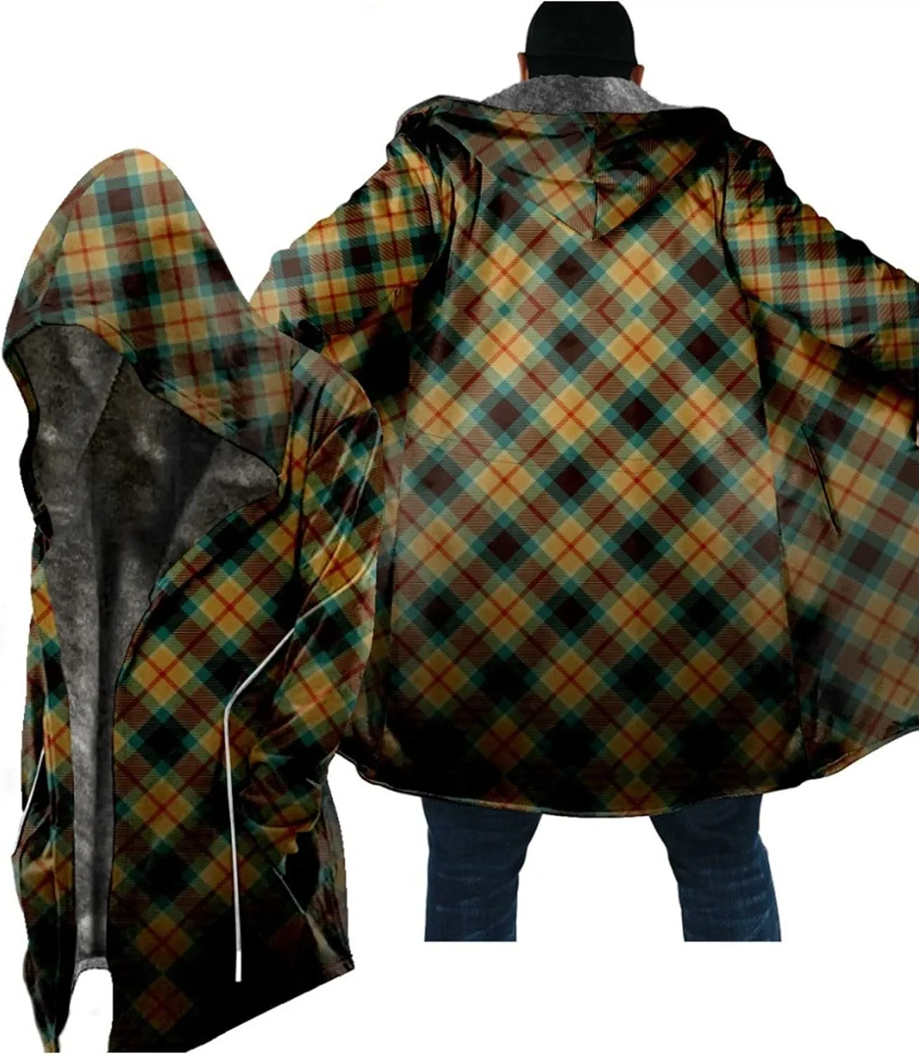 Ymosrh Men's Zipper Hoodie Casual Workout Sport Sweatshrit Zip Up Hoodies Plaid Long Sleeve Hoodies, M-6XL