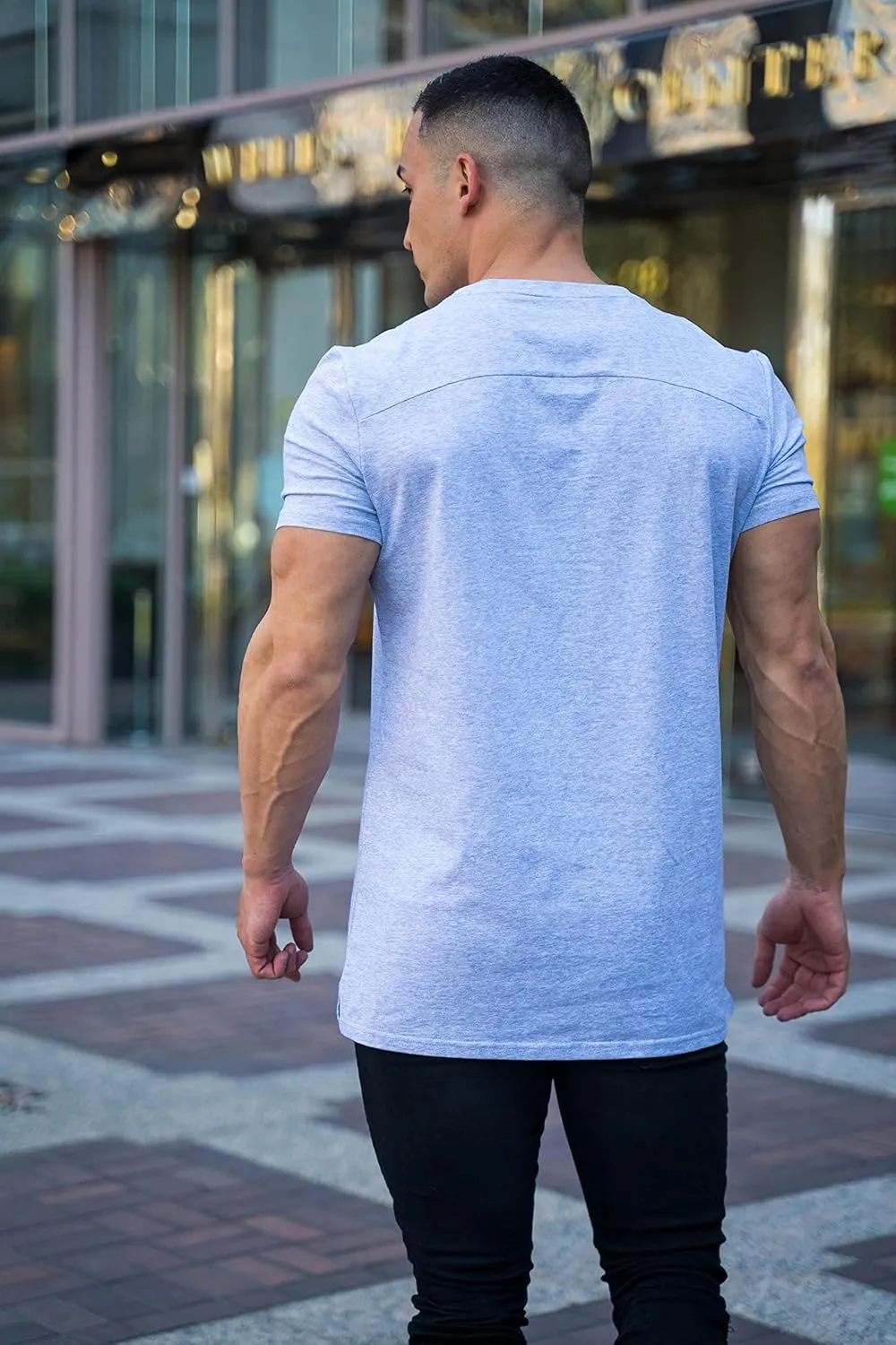 YoungLA Mens Minimalist Fitted T-Shirts | Long Drop Cut Tee | Workout Gym 411