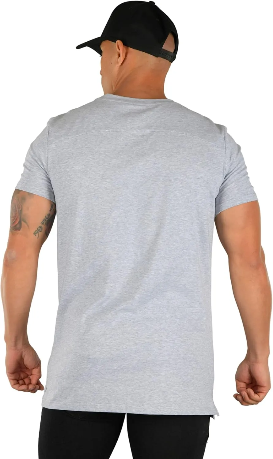 YoungLA Mens Minimalist Fitted T-Shirts | Long Drop Cut Tee | Workout Gym 411