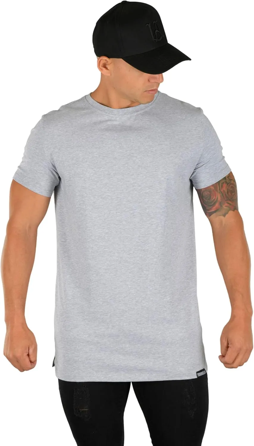 YoungLA Mens Minimalist Fitted T-Shirts | Long Drop Cut Tee | Workout Gym 411