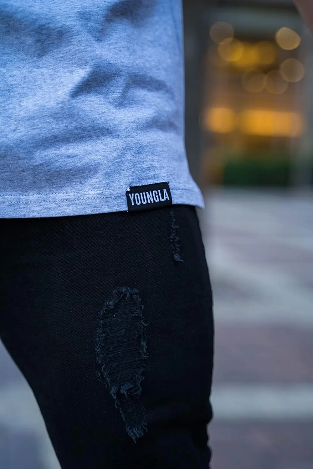 YoungLA Mens Minimalist Fitted T-Shirts | Long Drop Cut Tee | Workout Gym 411
